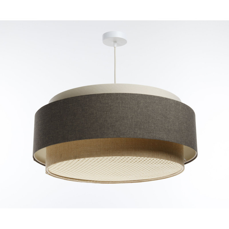 Abigial 1 - Light Cream Drum Pendant, Brown/Beige/Hemp