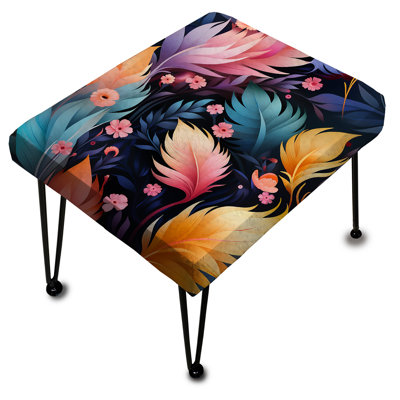 Rêve rose et bleu à plumes florales - Repose-pieds rectangulaire floral