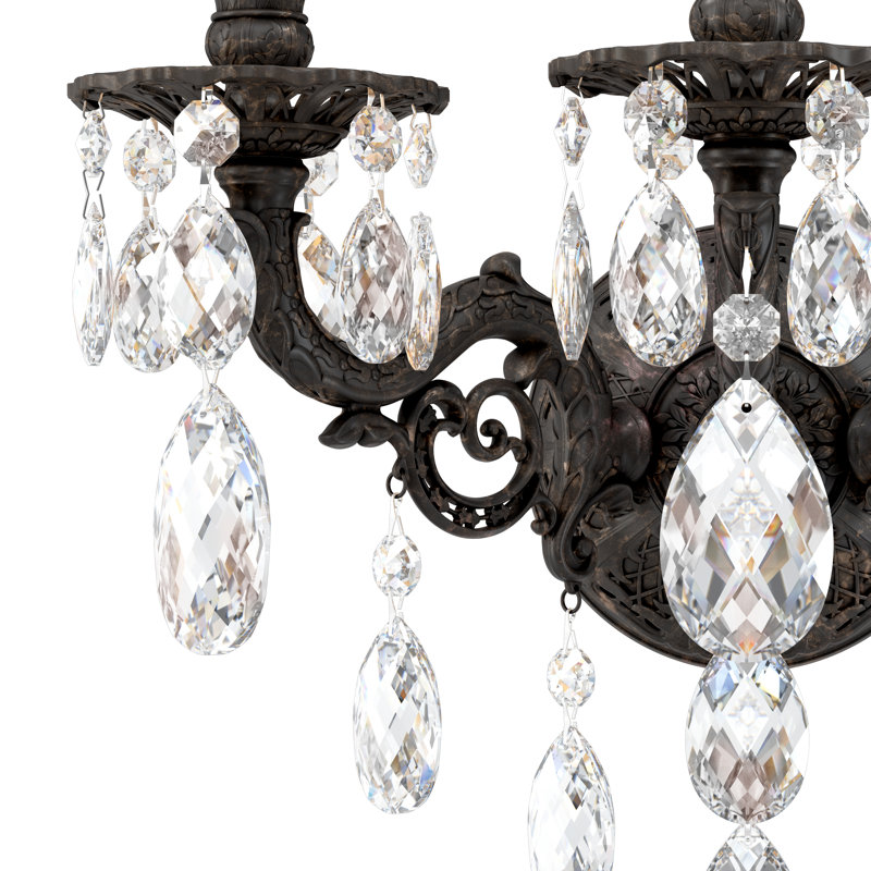 3 - Light Candle Wall Light, Incandescent, Strass Clear, Aurum