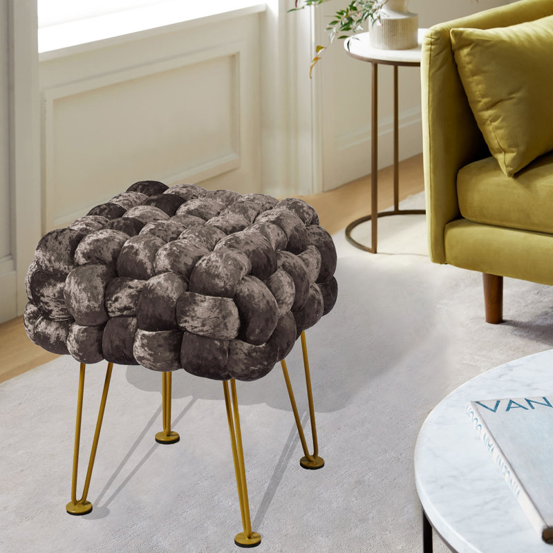 16" Wide Velvet Square Ottoman, Chocolate Velvet