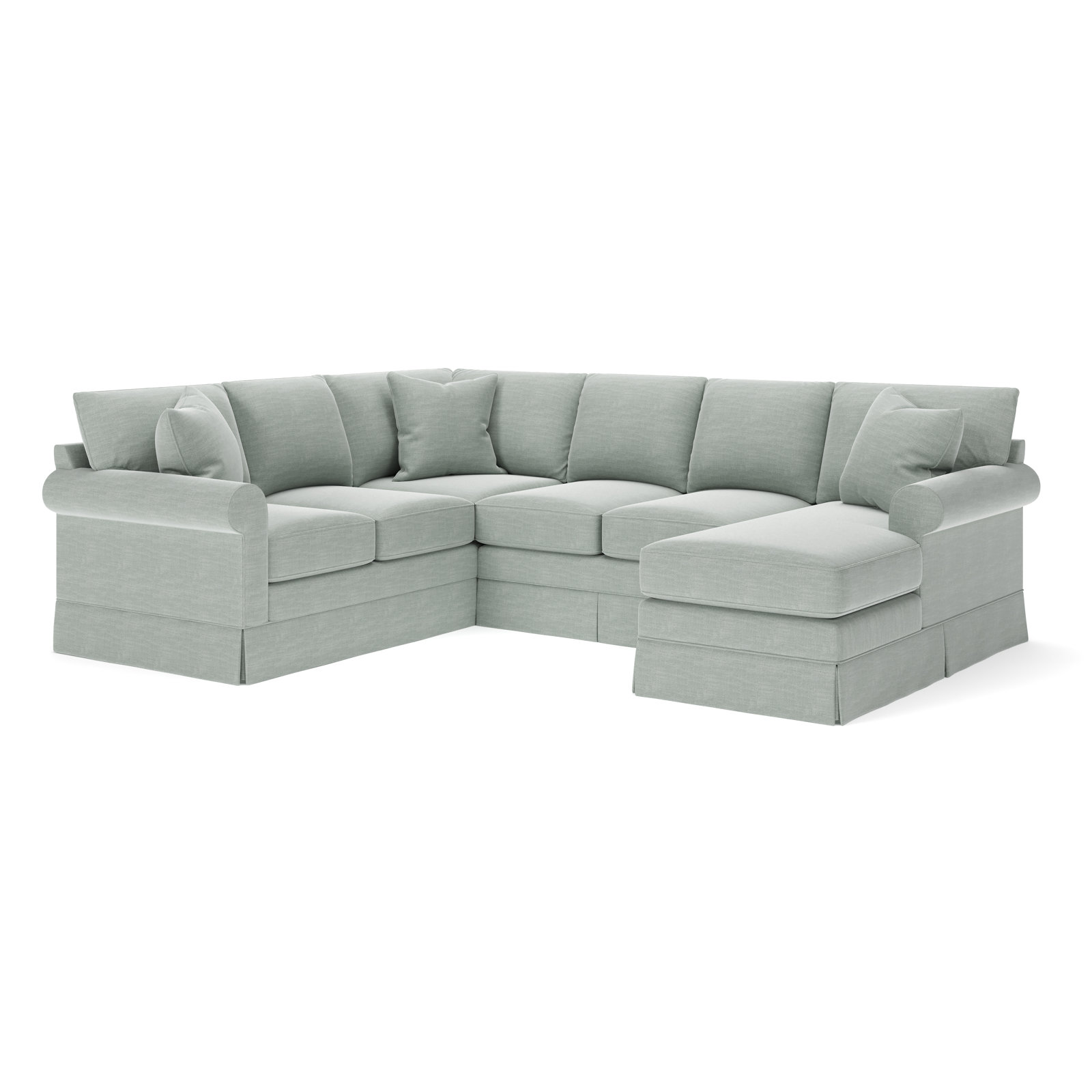 Friedman Upholstered Chaise U-Sectional, Right Hand Facing, Conversation Capri Basketweave