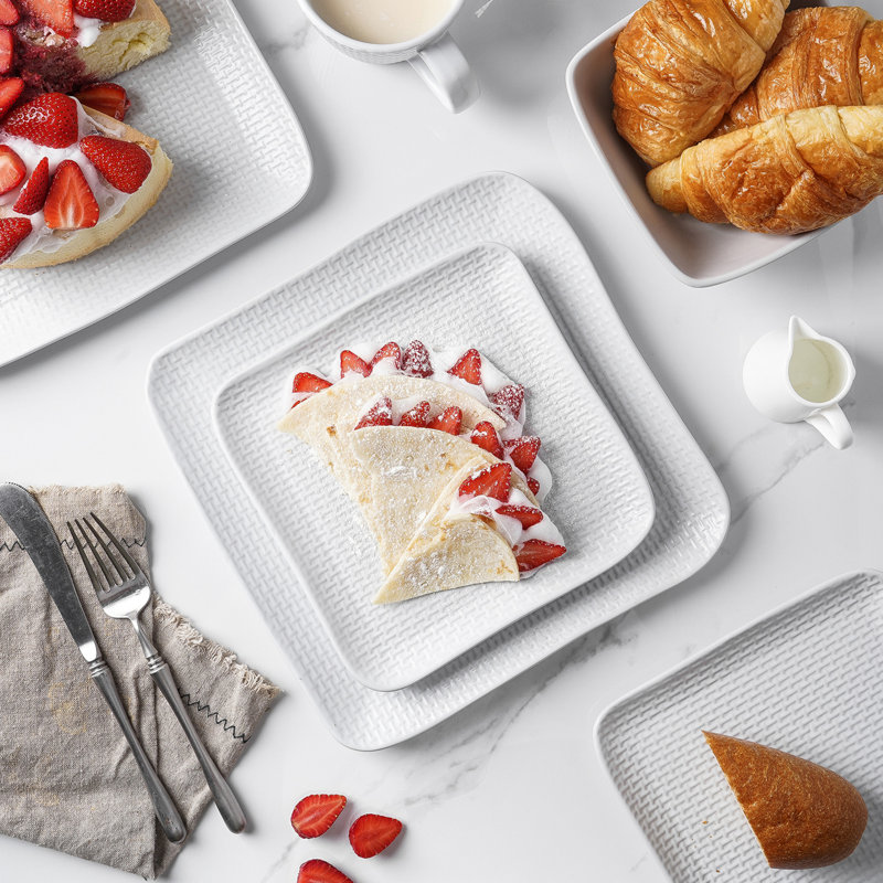 Stone Lain Olivia Dinner Plate Set Stoneware, White