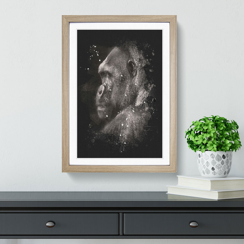 Silverback Gorilla - Picture Frame Graphic Art Print, Oak Framed, 33cm H x 24cm W x 2cm D
