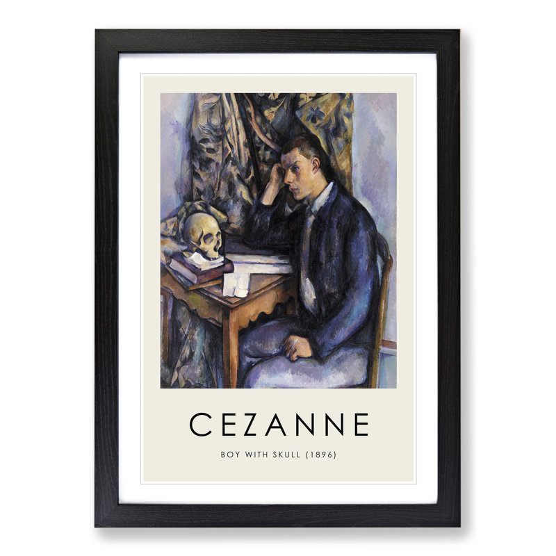 Young Man and Skull Print by Paul Cezanne - Picture Frame Painting, Black, 65cm H x 48cm W x 2cm D