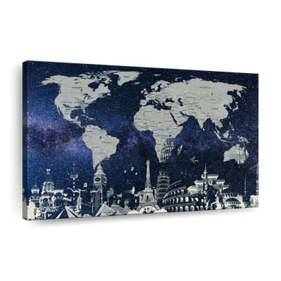 «Starry World Map», reproduction sur toile