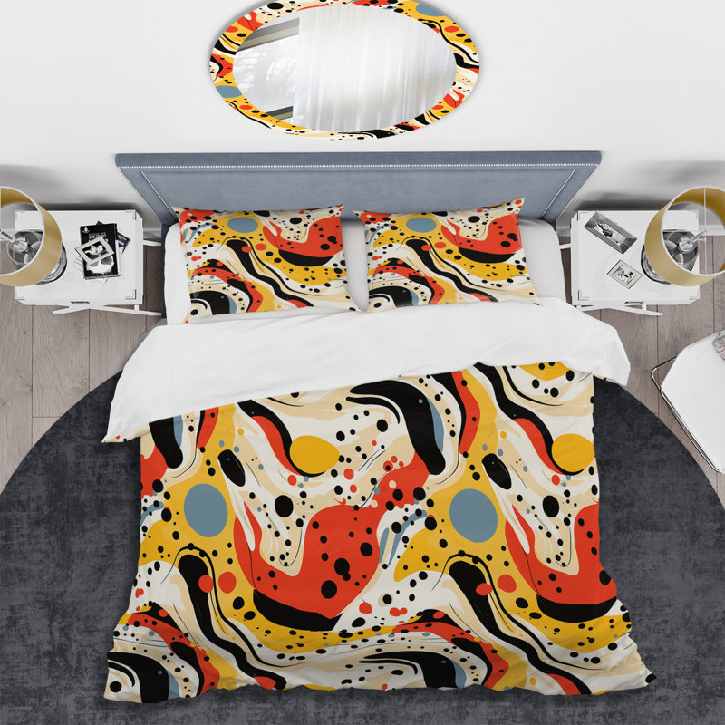 Red Popart Lichtensteins Harmony - Ensemble de housse de couette abstrait, Housse de couette pour grand lit et 2 taies décor