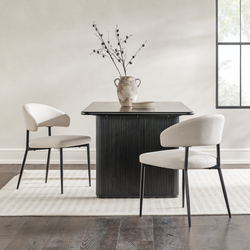 Jerwin Curved Back Upholstered Dining Chair, Ivory