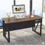Bureau de direction de 63 pouces avec classeur mobile de 47 pouces, grand bureau personnel avec tiroirs et tablettes de rangement, bureau d'ordinateur en forme de L, mobilier de bureau, noyer et noir