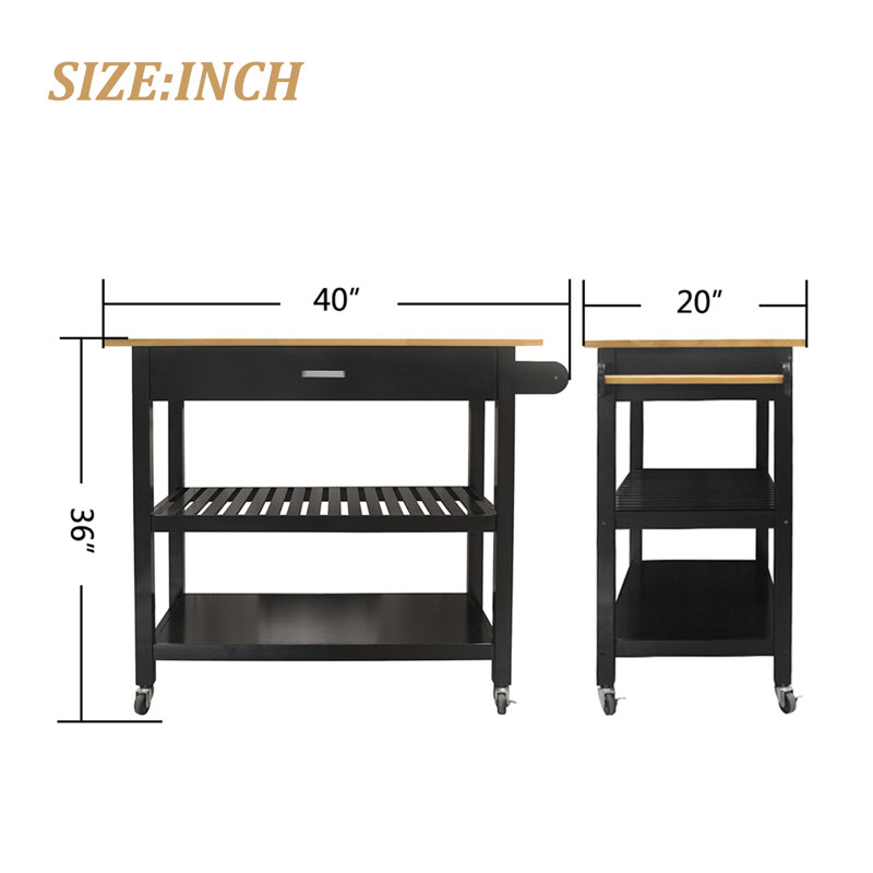 Red Barrel Studio® Rolling Prep Table with Manufactured Wood Top | Wayfair
