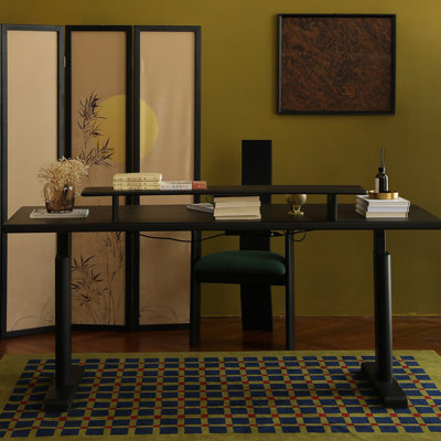 Bureau rectangulaire en bois massif noir