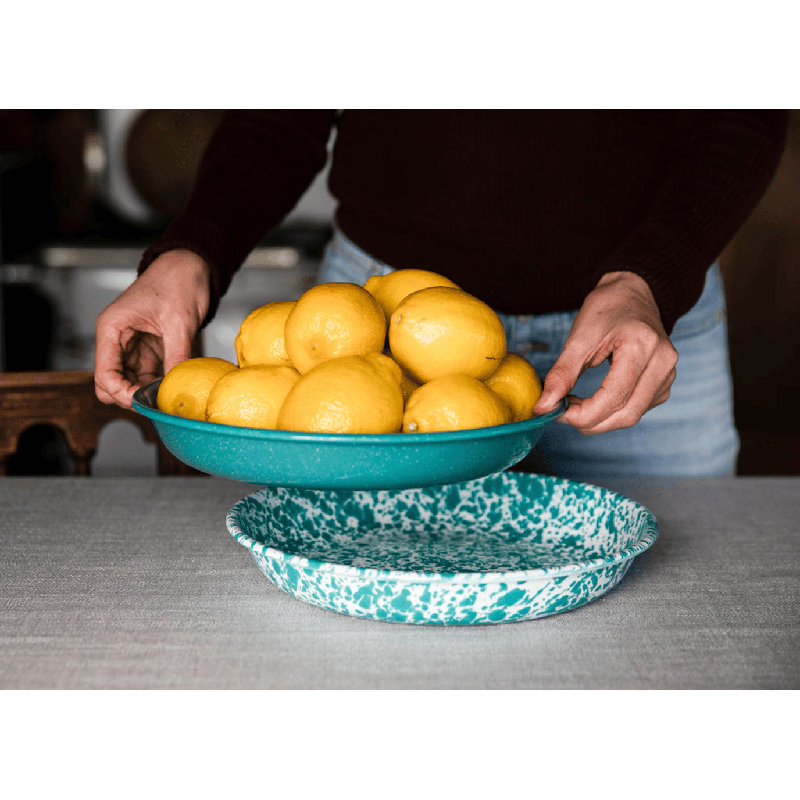 Splatter Pasta Plates, Grey, Black