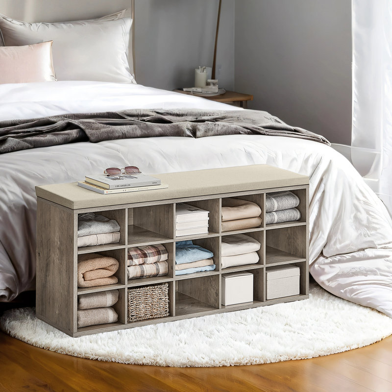 Banc de rangement pour chaussures 15 paires Jurina, Beige