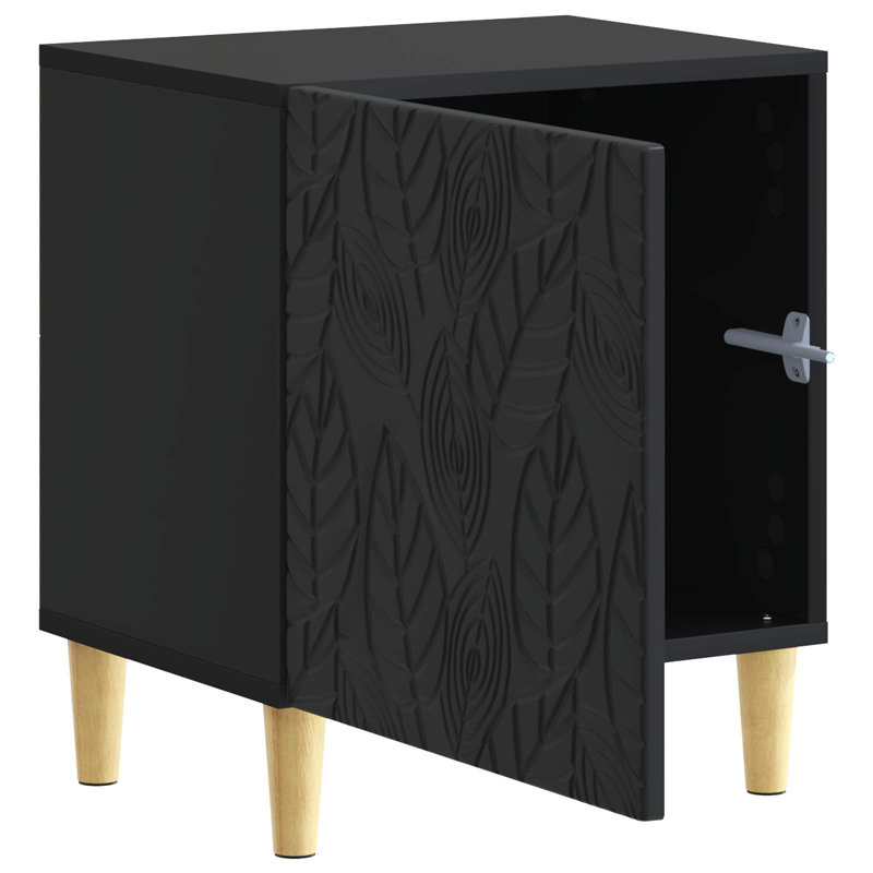 43cm W Composite Bedside Table, Black