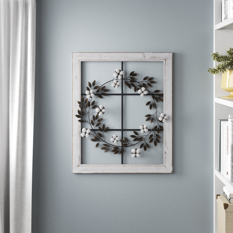Décoration murale florale en bois avec couronne florale