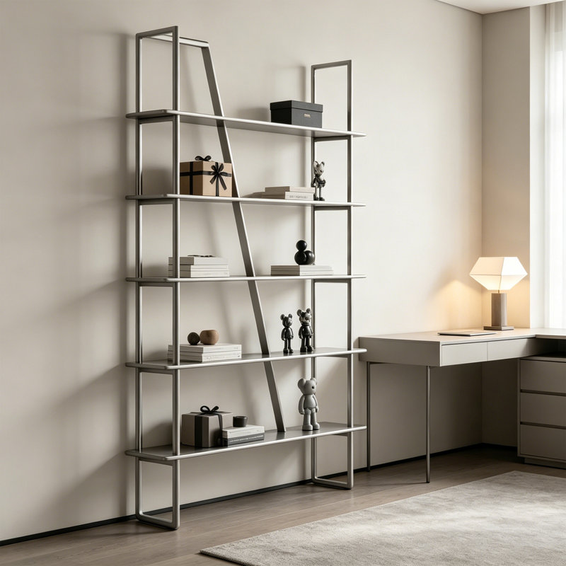 Étagère de présentation géométrique à 5 niveaux, H 70,87 po x l 31,5 po x P 11,81 po, Argent