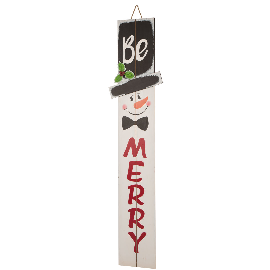 Junno 42"H Wooden Christmas Snowman Porch Sign - MERRY The Holiday Aisle®