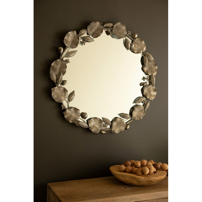 MIROIR RUSTIQUE RUSTIQUE AVEC DÉTAIL DE FEUILLE
