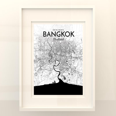 Bangkok City Map In Ink - No Frame Print