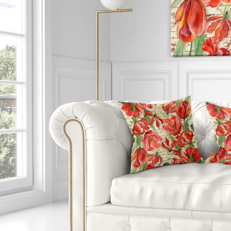 Oreiller à motif floral sans soudure, 16 po x 1 po, Coussin décoratif