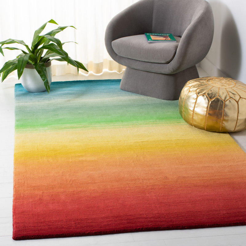 Manhattan Hand Loomed Wool And Cotton With Latex Abstract Rug, Rectangle 5' x 8'