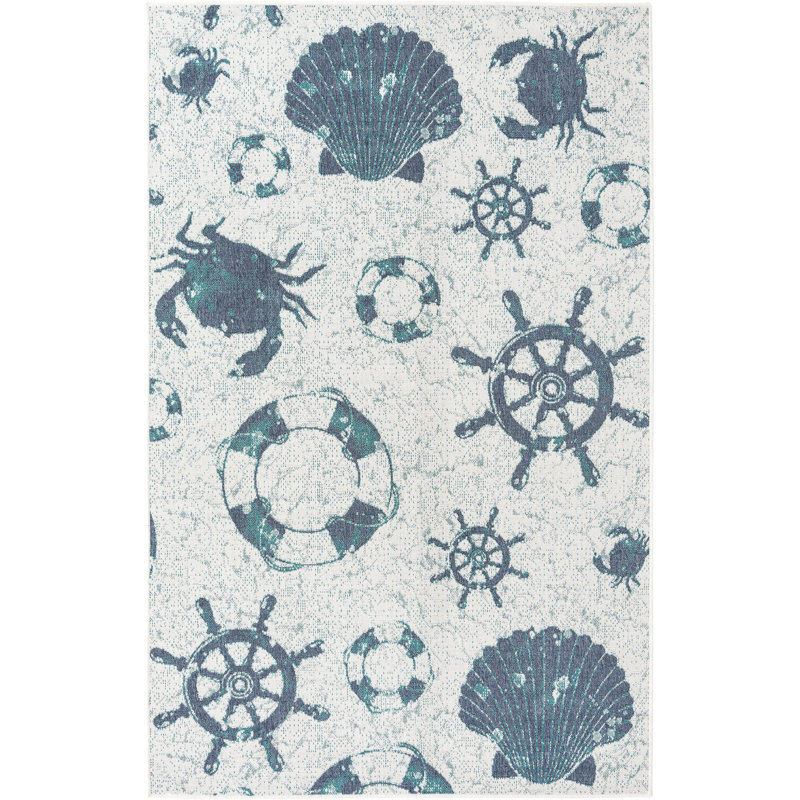 Tapis bleu d'extérieur Ayton, Rectangle 4 pi x 6 pi