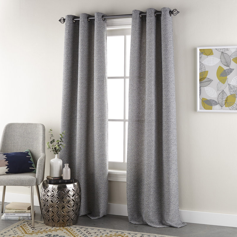 Constantine Room Darkening Curtain Pair, Gray, 37" W x 96" L