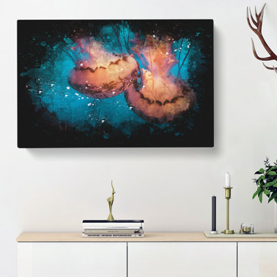 Pink Jellyfish Abstract - Wrapped Canvas