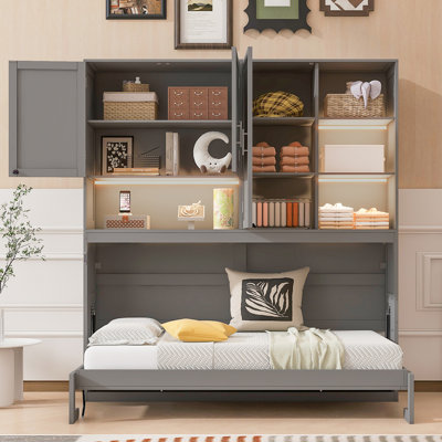 Wall Murphy Bed With Top Cabinet