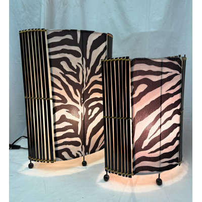 Zebra Print Oval Table Lamp Set