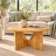 Table basse ronde 32,3 po, table basse Mid-Century, finition chêne, pieds en bois massif uniques