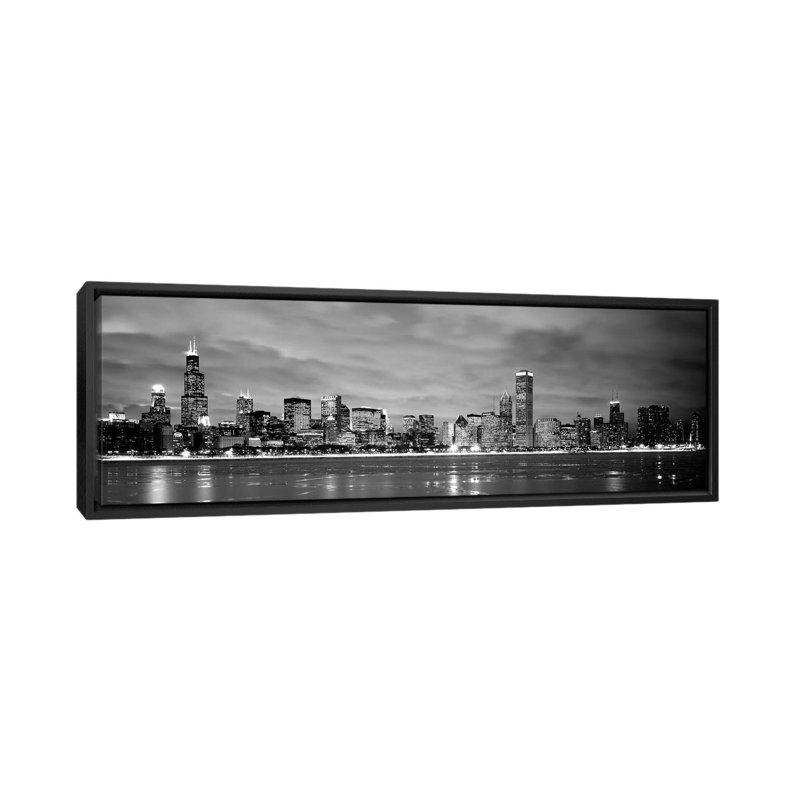 «Buildings at the Waterfront», art mural sur toile tendue, H 12 po x l 36 po x P 1,5 po, Toile avec cadre noir