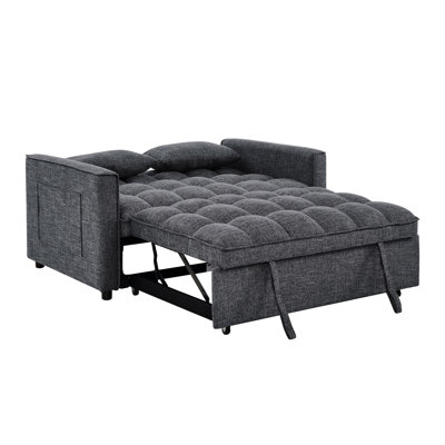 Convertible , Gray 2 - Seat With Foldable Back, Chaise Lounge Extension, And Side Storage For Remotes, Suitable Small Living Areas In Guest Spaces