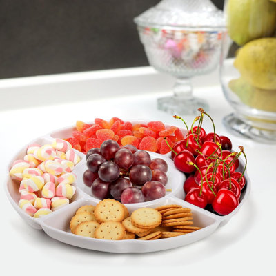 3 Pack Divided Serving Tray, 13 Inch Melamine Chip And Dip Platter, 5 Sectional Appetizer Veggie Plate, Party Snack Relish Tray For Serving Food, Nuts, Candy, Dried Fruit, Veggies