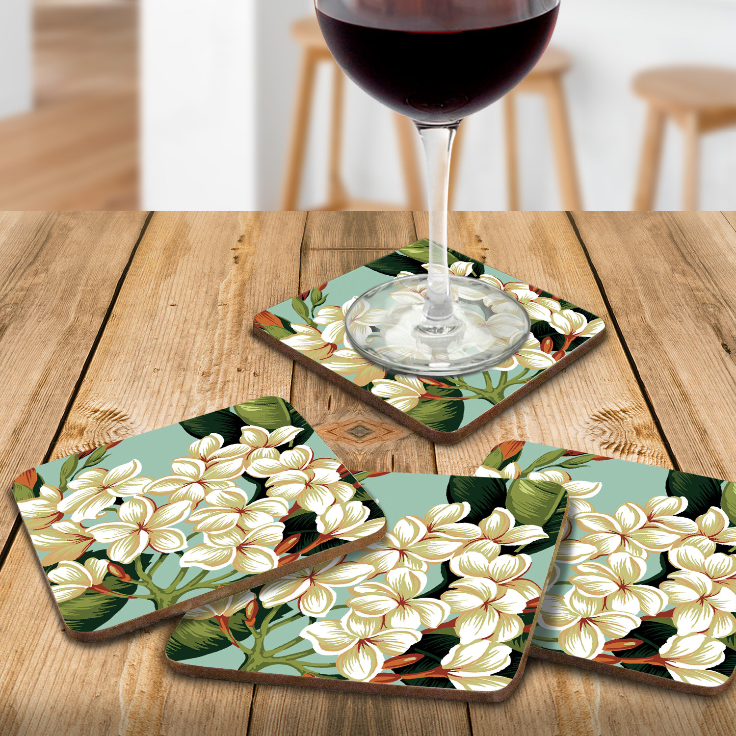 CounterArt Wood Square 4 Piece Coaster Set Wayfair Canada