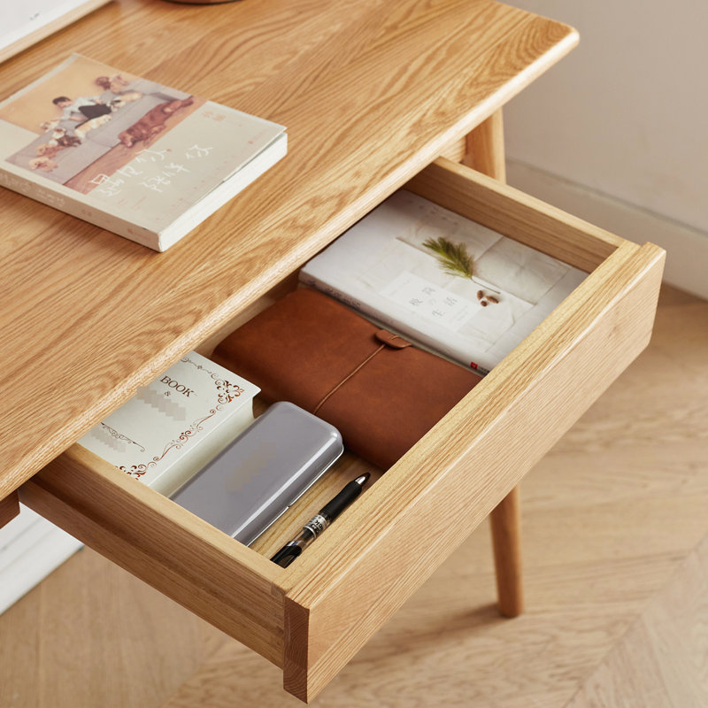 Établi de 80 cm de profondeur - Bois massif, chêne naturel, 100 % bois, bureau d'ordinateur pour bureau à domicile