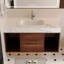 Meuble-lavabo mural flottant de 39,4 po avec lavabo en céramique, 2 tablettes ouvertes, pierre frittée blanche, conception moderne pour une utilisation de l'espace