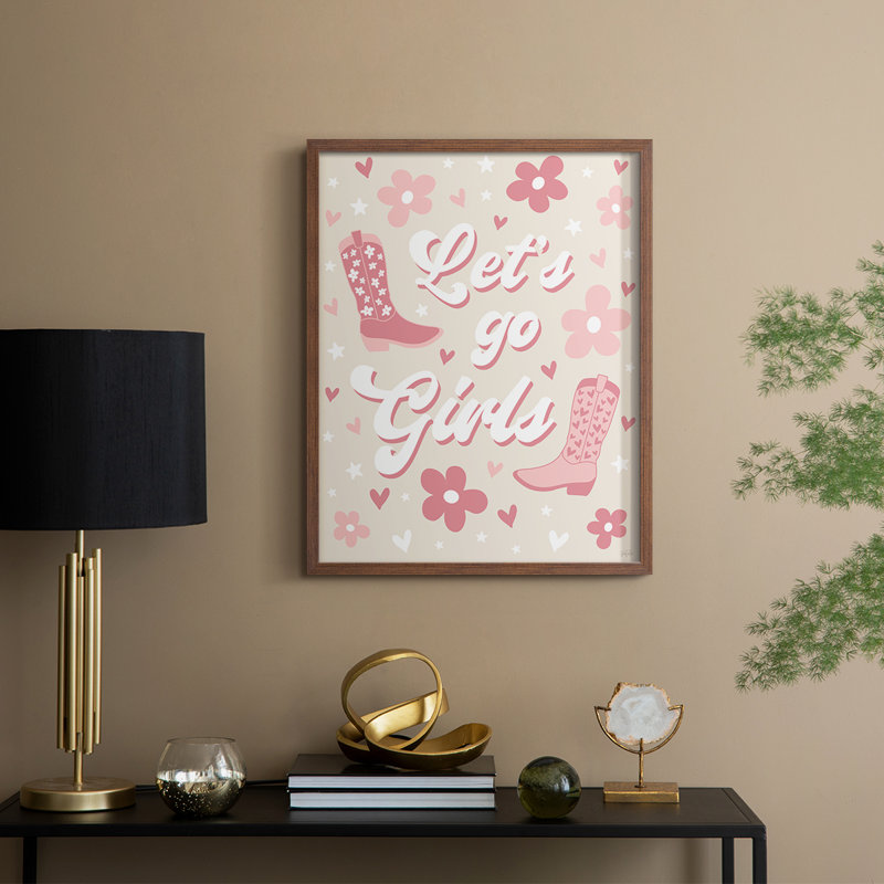 «Let Go Girls», reproduction encadrée - bois massif, H 30 po x l 24 po, Noyer