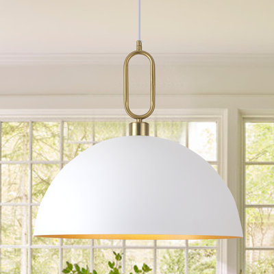 Meghrig 1 - Light 17.7"/19.7"/23.6" Wide Modern Industrial Oversized Large Single Dome Pendant with Wrought Iron