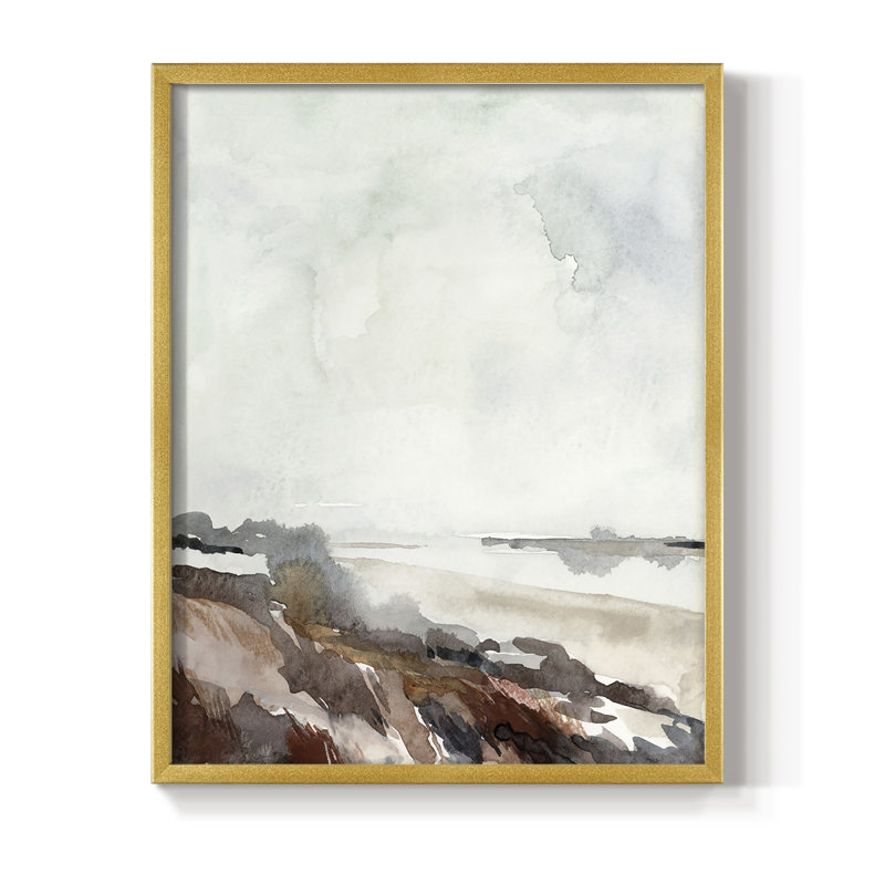 Coastal Inlet Study II, reproduction encadrée - bois massif, Or, H 28 po x l 22 po