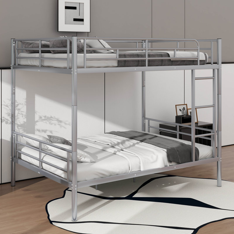Roomy Full-Size Metal Bunk Bed, Silver