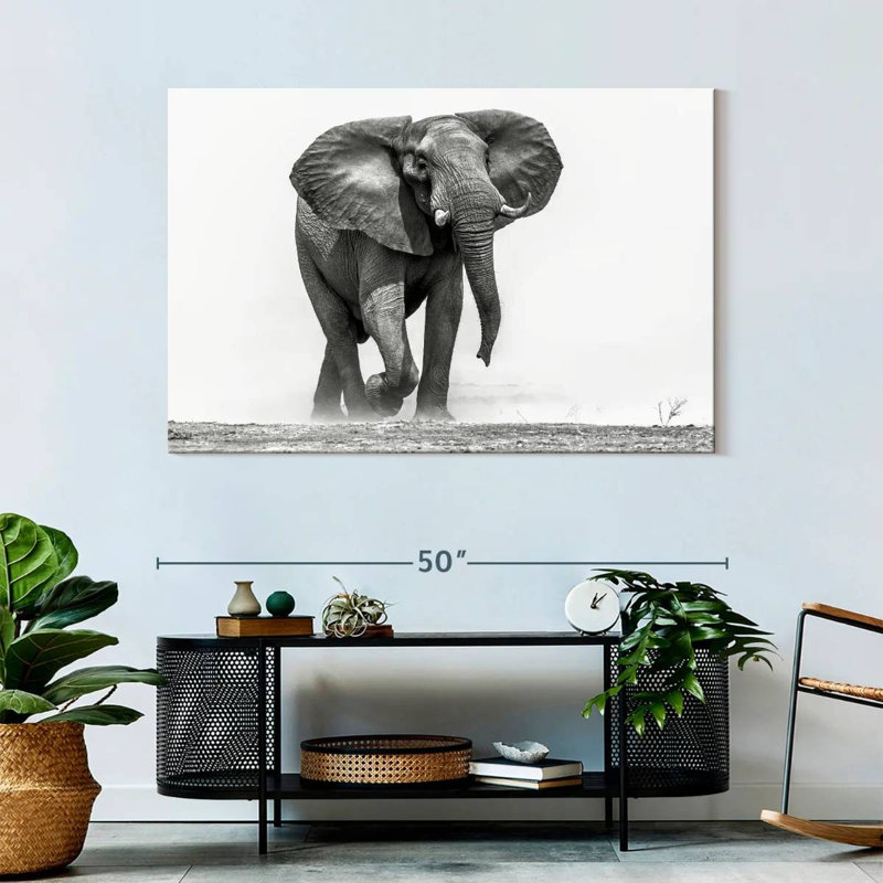 African Elephant Walking, 32" H x 48" W