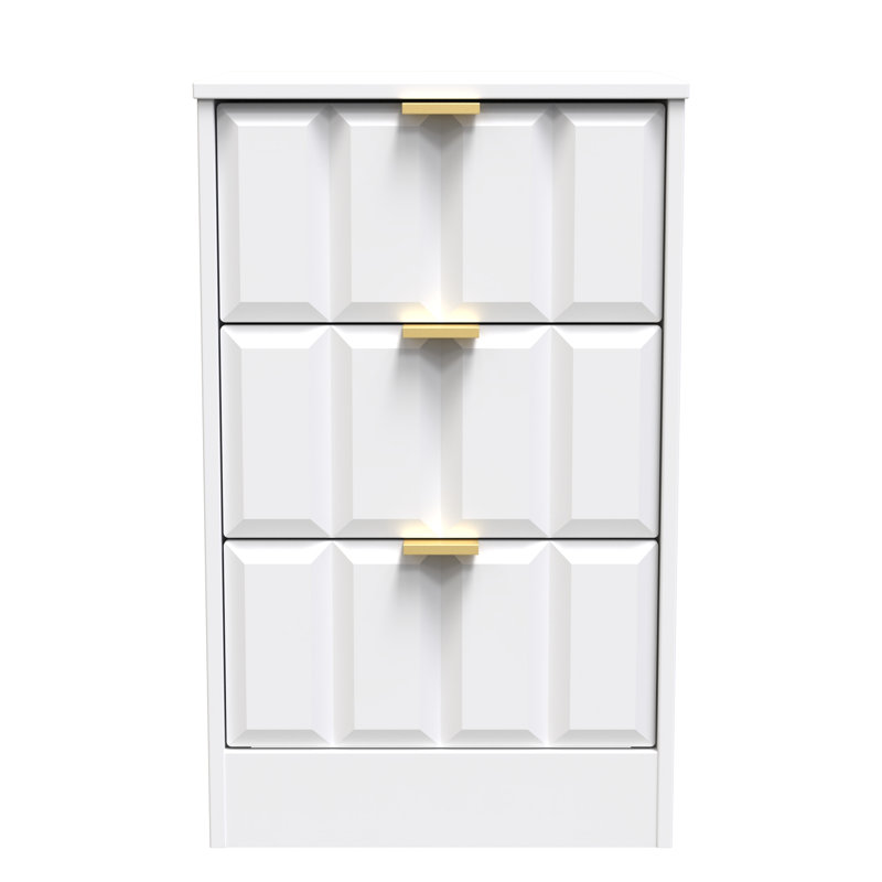 Arnesto 45cm W Manufactured Wood Bedside Table, White Matt