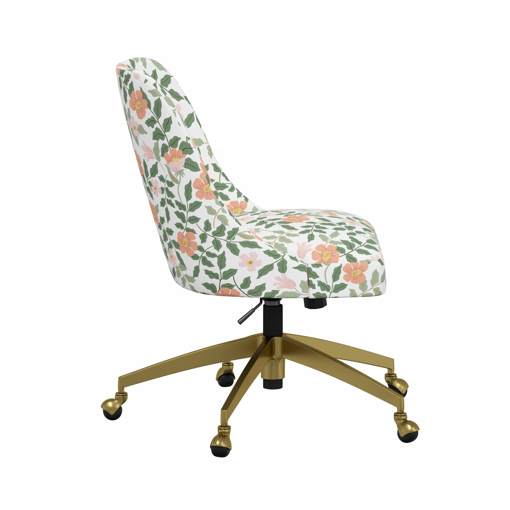 Rifle Paper Co. x Cloth & Company Brynn Office Chair, Rpc Primrose Blush & Cream Linen, Gold