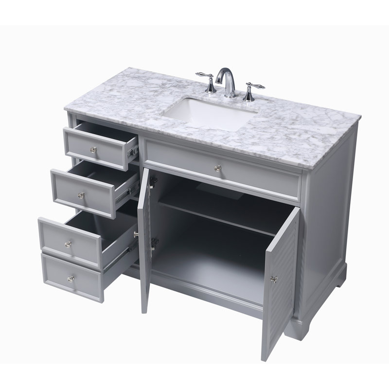 Closter 48'' Single Bathroom Vanity with Marble Top, Gray