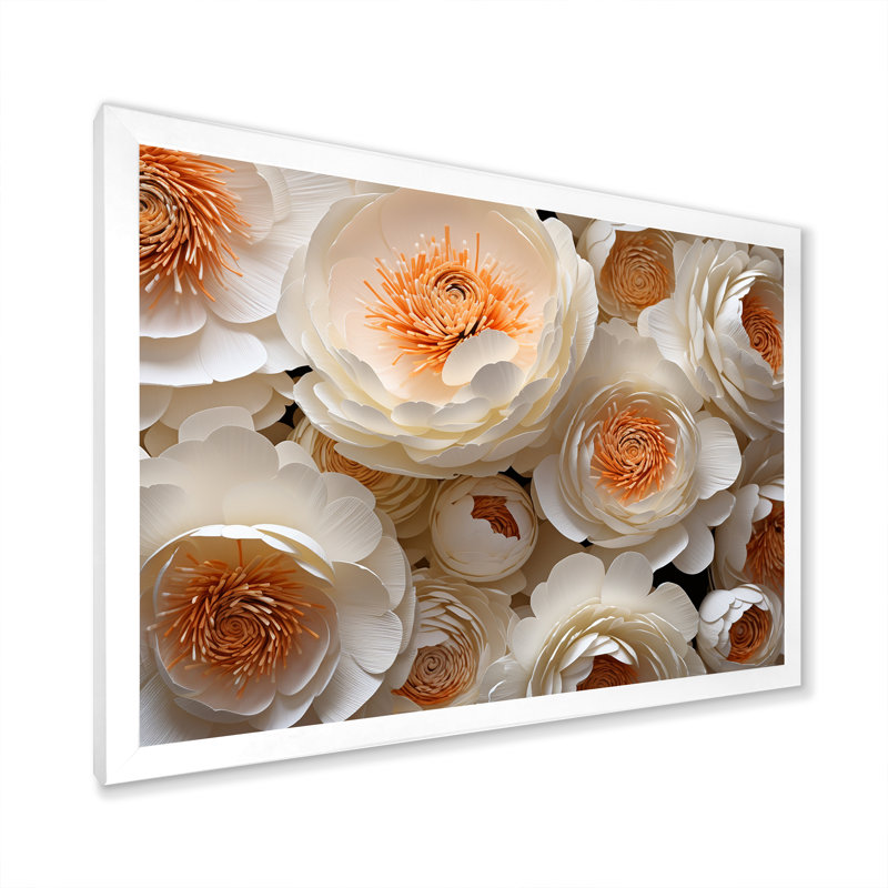 Ranunculus Radiance Treasure II, Cadre simple blanc, H 24 po x l 32 po x P 1 po