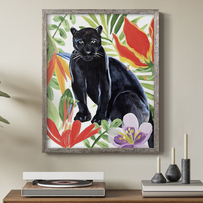 Panther's Paradise II, reproduction encadrée - bois massif, H 11 po x l 9 po