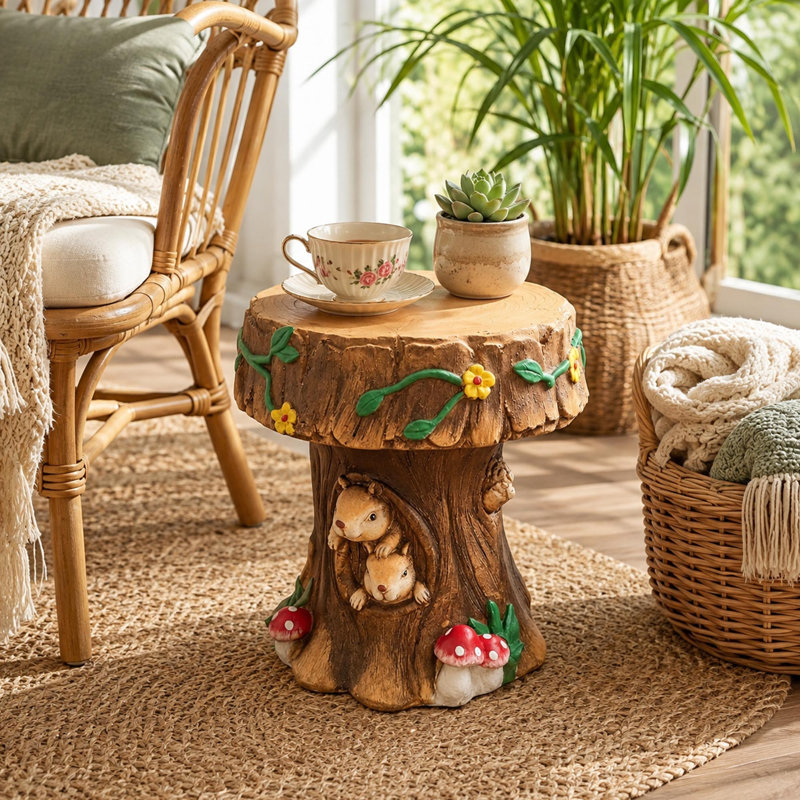 Tabouret et table d'appoint en résine Squirrel
