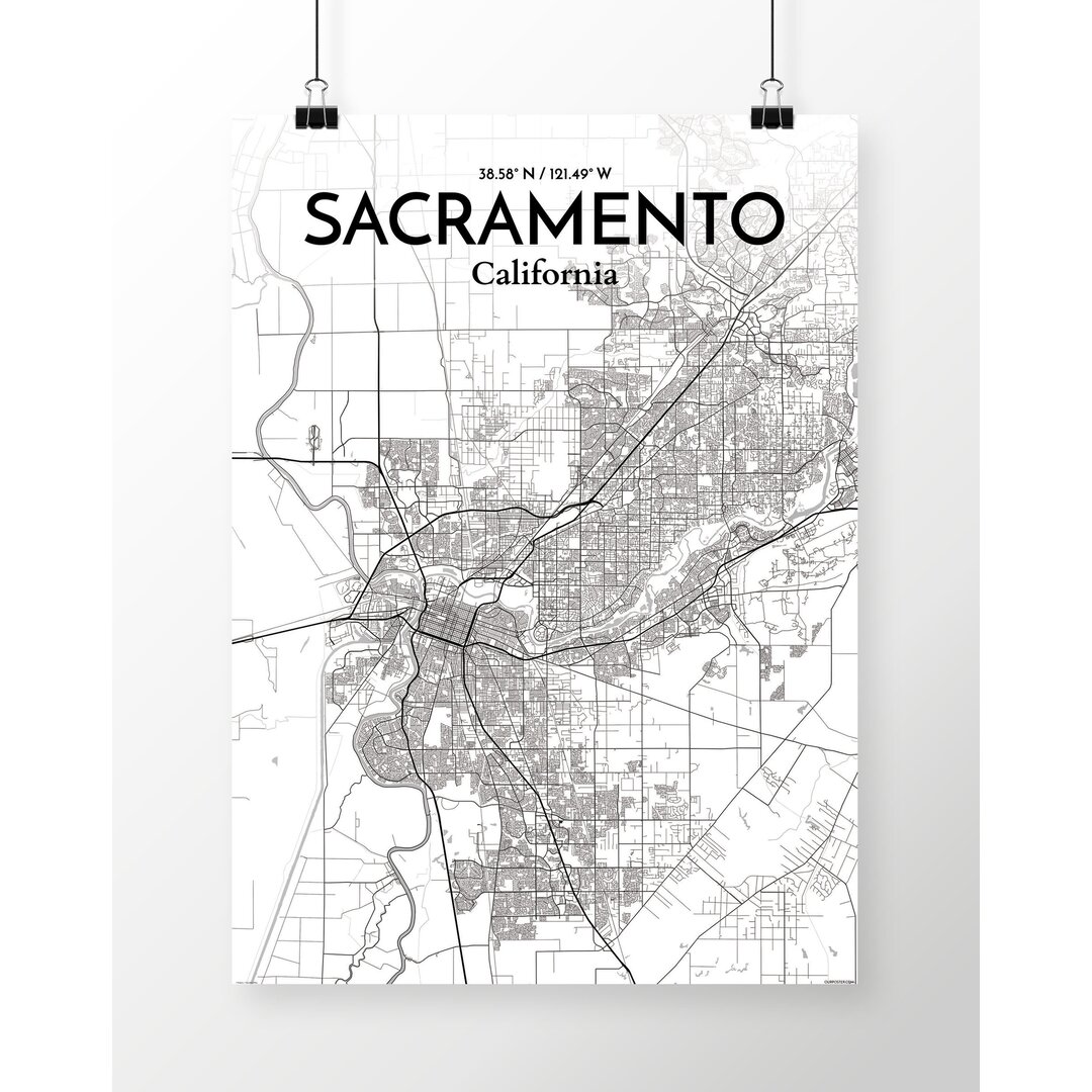 Grafikdruck Sacramento City Map