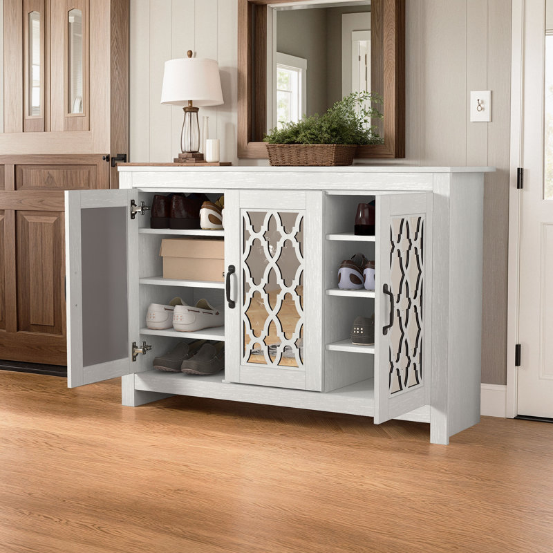 Chessani 16 Pair Shoe Storage Cabinet, Blanc perle
