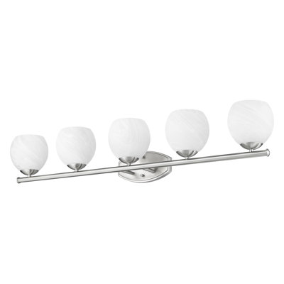 Novalie 42 inch Brushed Nickel 5 Light Vanity